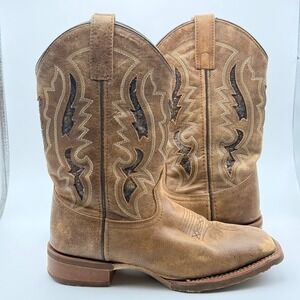 Laredo 7952 Cowboy Approved Mens 8.5 D Brown Leather Western Square Toe Boots